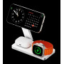Беспроводная зарядка 3 в 1 MicroParts T8, Fast Charge QC3.0, Magnetic - 12В = 1.5А, 9В = 2.7А, 15Вт общая мощность 22.5Вт, совместимость с Apple, белая