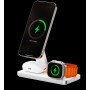 Беспроводная зарядка 3 в 1 MicroParts T8, Fast Charge QC3.0, Magnetic - 12В = 1.5А, 9В = 2.7А, 15Вт общая мощность 22.5Вт, совместимость с Apple, белая