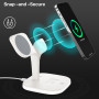 Беспроводная зарядка 3 в 1 MicroParts UD22, Fast Charge QC3.0, Magnetic - 9В, 3А, 15Вт, LED подсветка, общая мощность 22.5Вт, совместимость с Apple, белая
