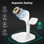 Беспроводная зарядка 3 в 1 MicroParts UD22, Fast Charge QC3.0, Magnetic - 9В, 3А, 15Вт, LED подсветка, общая мощность 22.5Вт, совместимость с Apple, белая