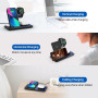 Беспроводная зарядка 3 в 1 MicroParts UD773, Fast Charge QC3.0, Magnetic - 9В, 2А, 18Вт, общая мощность 27Вт, совместимость с Apple, черная