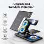 Беспроводная зарядка 3 в 1 MicroParts UD773, Fast Charge QC3.0, Magnetic - 9В, 2А, 18Вт, общая мощность 27Вт, совместимость с Apple, черная