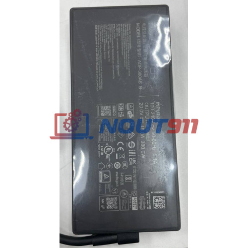 Блок питания для ноутбука Asus 20V 18A 380W square jack (special asus 5pin), rectangle (ADP-380AB B), ROG Strix SCAR 18 G835LX,16 G635LW, G18 G815LW, 18 G835LR, HC/ORG