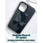 Чехол для iPhone 15 с 3D принтом Черная бабочка, накладка силиконовая, рамка черная