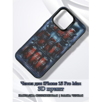 Чехол для iPhone 15 Pro Max с 3D принтом Холодильник с колой, накладка силиконовая, рамка черная