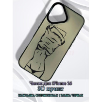 Чехол для iPhone 16 с 3D принтом Фигура девушки, накладка силиконовая, рамка черная