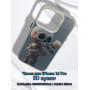 Чехол для iPhone 16 Pro с 3D принтом Скелетик с розой, накладка силиконовая, рамка белая