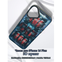 Чехол для iPhone 16 Plus с 3D принтом Холодильник с колой, накладка силиконовая, рамка черная
