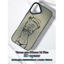 Чехол для iPhone 16 Plus с 3D принтом Фигура девушки, накладка силиконовая, рамка черная