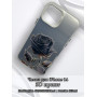 Чехол для iPhone 14 с 3D принтом Черная роза, накладка силиконовая, рамка белая