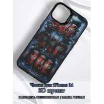 Чехол для iPhone 14 с 3D принтом Холодильник с колой, накладка силиконовая, рамка черная