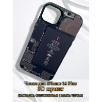 Чехол для iPhone 14 Plus с 3D принтом Айфон в разборе, накладка силиконовая, рамка черная