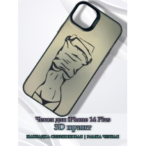 Чехол для iPhone 14 Plus с 3D принтом Фигура девушки, накладка силиконовая, рамка черная