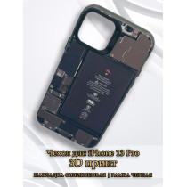 Чехол для iPhone 13 Pro с 3D принтом Айфон в разборе, накладка силиконовая, рамка черная