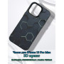 Чехол для iPhone 13 Pro Max с 3D принтом Соты с перепадом темно-синего цвета, накладка силиконовая, рамка черная