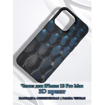Чехол для iPhone 13 Pro Max с 3D принтом Соты с градиентом, накладка силиконовая, рамка черная
