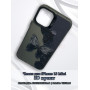 Чехол для iPhone 13 Mini с 3D принтом Черная бабочка, накладка силиконовая, рамка черная