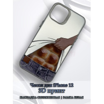 Чехол для iPhone 12 с 3D принтом Хлебный пресс, накладка силиконовая, рамка белая