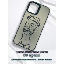 Чехол для iPhone 12 Pro с 3D принтом Фигура девушки, накладка силиконовая, рамка черная