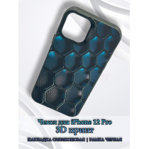 Чехол для iPhone 12 Pro с 3D принтом Соты с градиентом, накладка силиконовая, рамка черная