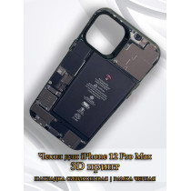 Чехол для iPhone 12 Pro Max с 3D принтом Айфон в разборе, накладка силиконовая, рамка черная