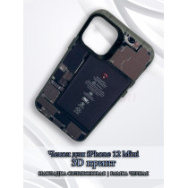 Чехол для iPhone 12 Mini с 3D принтом Айфон в разборе, накладка силиконовая, рамка черная