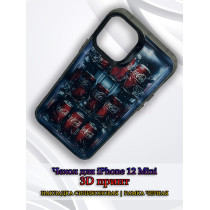 Чехол для iPhone 12 Mini с 3D принтом Холодильник с колой, накладка силиконовая, рамка черная