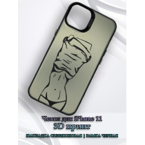 Чехол для iPhone 11 с 3D принтом Фигура девушки, накладка силиконовая, рамка черная