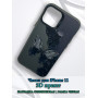 Чехол для iPhone 11 с 3D принтом Черная бабочка, накладка силиконовая, рамка черная