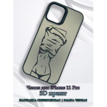 Чехол для iPhone 11 Pro с 3D принтом Фигура девушки, накладка силиконовая, рамка черная