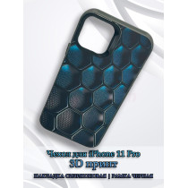 Чехол для iPhone 11 Pro с 3D принтом Соты с градиентом, накладка силиконовая, рамка черная