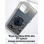 Чехол для iPhone 11 Pro Max с 3D принтом Черная роза, накладка силиконовая, рамка белая