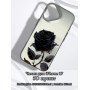 Чехол для iPhone 17 с 3D принтом Черная роза, накладка силиконовая, рамка белая