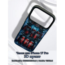 Чехол для iPhone 17 Pro с 3D принтом Холодильник с колой, накладка силиконовая, рамка черная
