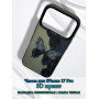 Чехол для iPhone 17 Pro с 3D принтом Черная бабочка, накладка силиконовая, рамка черная