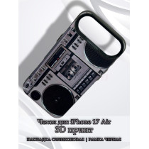 Чехол для iPhone 17 Air с 3D принтом Ретро магнитофон, накладка силиконовая, рамка черная