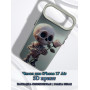 Чехол для iPhone 17 Air с 3D принтом Скелетик с розой, накладка силиконовая, рамка белая