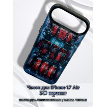 Чехол для iPhone 17 Air с 3D принтом Холодильник с колой, накладка силиконовая, рамка черная