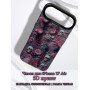 Чехол для iPhone 17 Air с 3D принтом Черепки на фоне цветов, накладка силиконовая, рамка черная