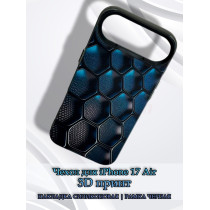 Чехол для iPhone 17 Air с 3D принтом Соты с градиентом, накладка силиконовая, рамка черная