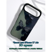 Чехол для iPhone 17 Air с 3D принтом Черная бабочка, накладка силиконовая, рамка черная