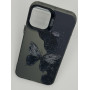 Чехол для iPhone 12 Mini с 3D принтом Черная бабочка, накладка силиконовая, рамка черная
