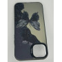 Чехол для iPhone 14 Plus с 3D принтом Черная бабочка, накладка силиконовая, рамка черная