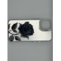 Чехол для iPhone 12 Mini с 3D принтом Черная роза, накладка силиконовая, рамка белая
