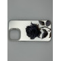 Чехол для iPhone 13 Pro Max с 3D принтом Черная роза, накладка силиконовая, рамка белая