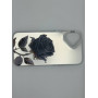 Чехол для iPhone 16 Plus с 3D принтом Черная роза, накладка силиконовая, рамка белая