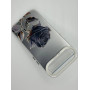 Чехол для iPhone 17 Air с 3D принтом Черная роза, накладка силиконовая, рамка белая