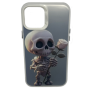 Чехол для iPhone 14 с 3D принтом Скелетик с розой, накладка силиконовая, рамка белая