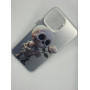 Чехол для iPhone 12 Pro Max с 3D принтом Скелетик с розой, накладка силиконовая, рамка белая