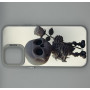 Чехол для iPhone 12 Pro Max с 3D принтом Скелетик с розой, накладка силиконовая, рамка белая